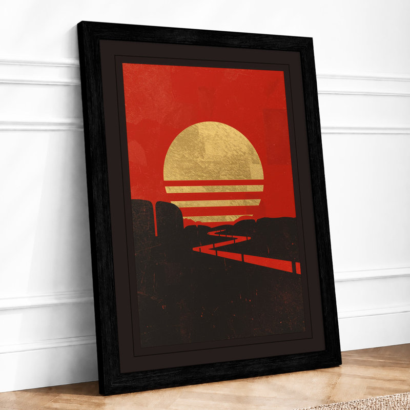 Industrial Sunset Geometric - Framed Print, A1 - 84.1 x 59.4 cm, Black
