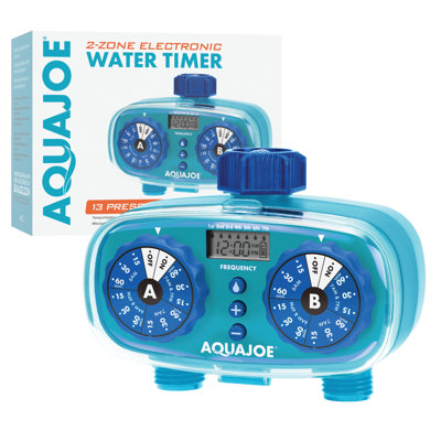 Minuterie à 2 zones Aqua Joe Easy avec 13 préréglages, contrôle de fréquence maximale, affichage à cristaux liquides Aqua Joe