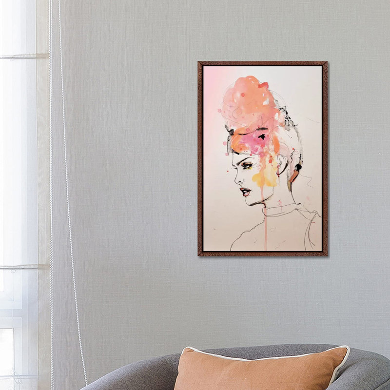 Insouciant by Leigh Viner - Painting on Canvas, Classic Brown Wood Framed, 66.04 cm H x 45.72 cm W