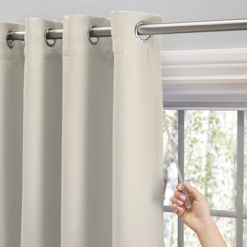 Stephane Premium Thermal Blackout Textured Grommet Short Single Curtain Panel, 50" W x 45" L, Parchment