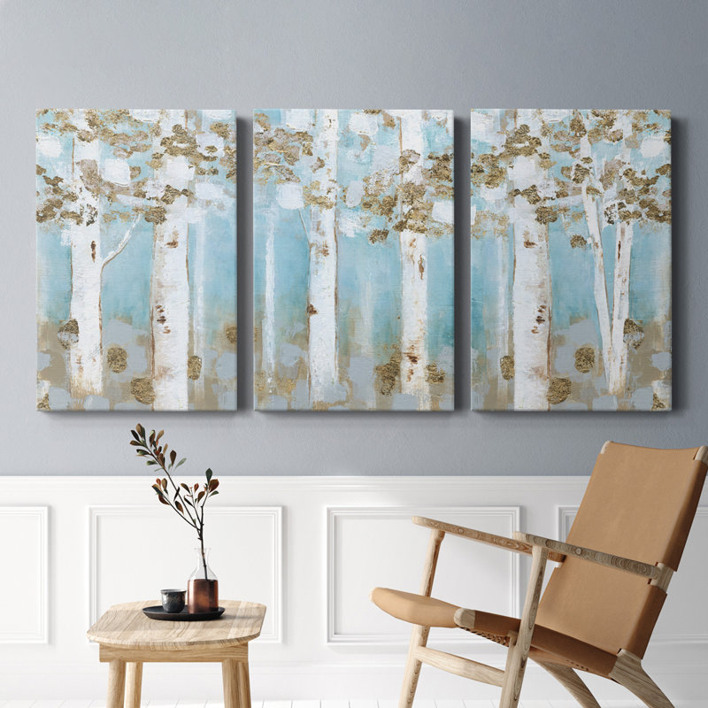" Golden Birch Grove " 3 - Pieces, 60" H x 40" W x 1" D