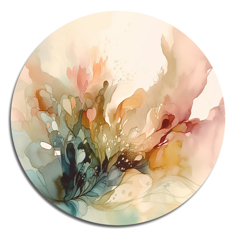 «Delicate Floral Impressions II», art mural floral rond en métal, H 16 po x l 16 po x P 1 po