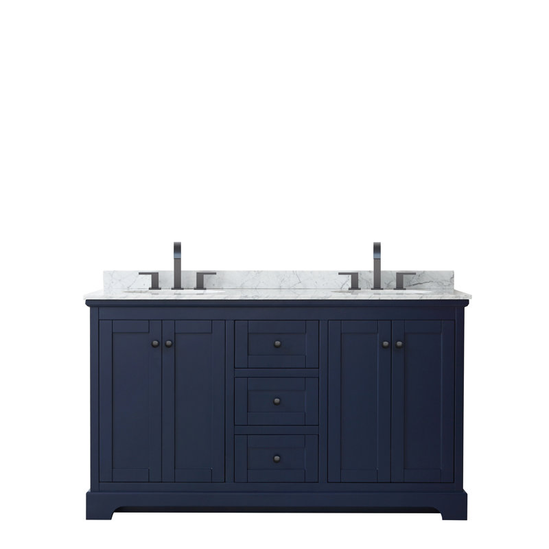 Ensemble de meuble-lavabo double 60 po Avery, Blanc, Noir mat