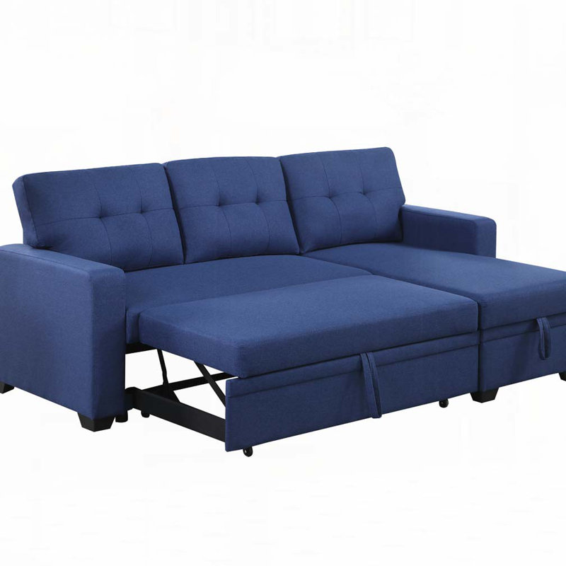 Canapé modulaire rembourré avec méridienne, Bleu