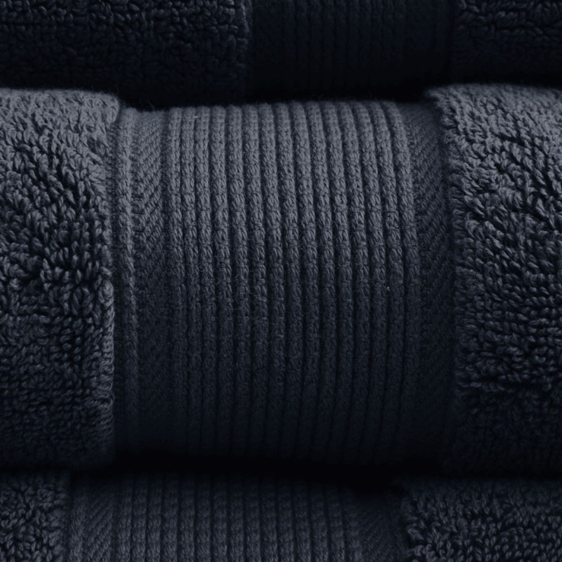 100% Cotton 8 Piece Antimicrobial Towel Set, Black