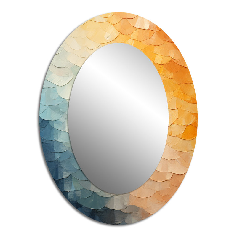 Minimalisme Colors In Harmony III - Grand miroir mural ovale sur métal, H 40 po x l 30 po