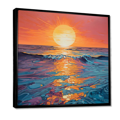 Golden Sunset Reflections Of Calm Ocean Blue Waves - Sunset, impression d'art mural