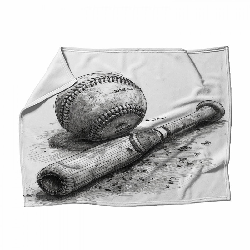 Jeté baseball en molleton - Jetés de sport pour canapés ou lits, L 68 po x H 80 po