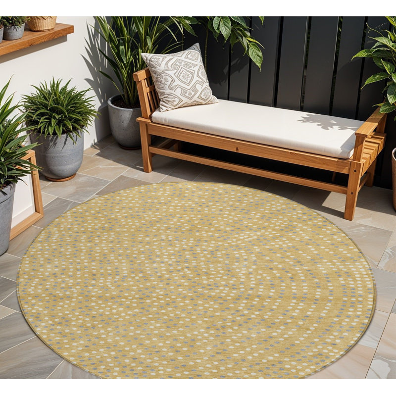 Tapis rond lavable à pois 8 po