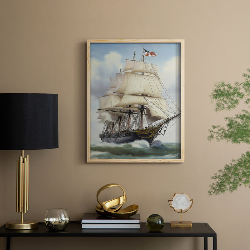 NAUTICAL Series Lxxxi, reproduction encadrée - bois massif, Naturel, H 30 po x l 24 po