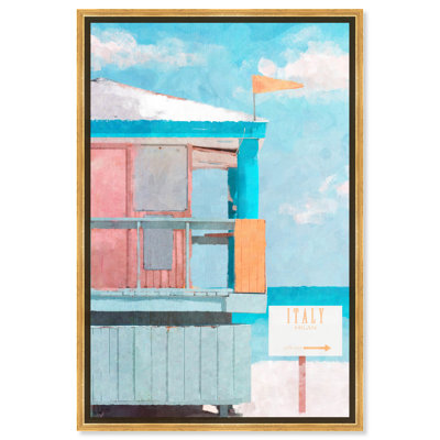 Art mural d'inspiration italienne «Lifeguard House Beach Life» par Art Remedy