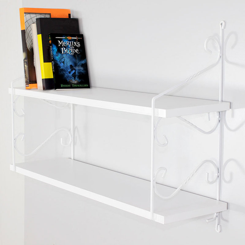 Tablette murale élégante, blanc, 28,3 po x 20,1 po x 7,9 po | 100% panneau de particules enduit de mélamine, support en métal, épaisseur: 0,7 pouce | Nombreuses tablettes murales assemblées | Parfait pour les solutions de décoration et de rangement traditionnelles