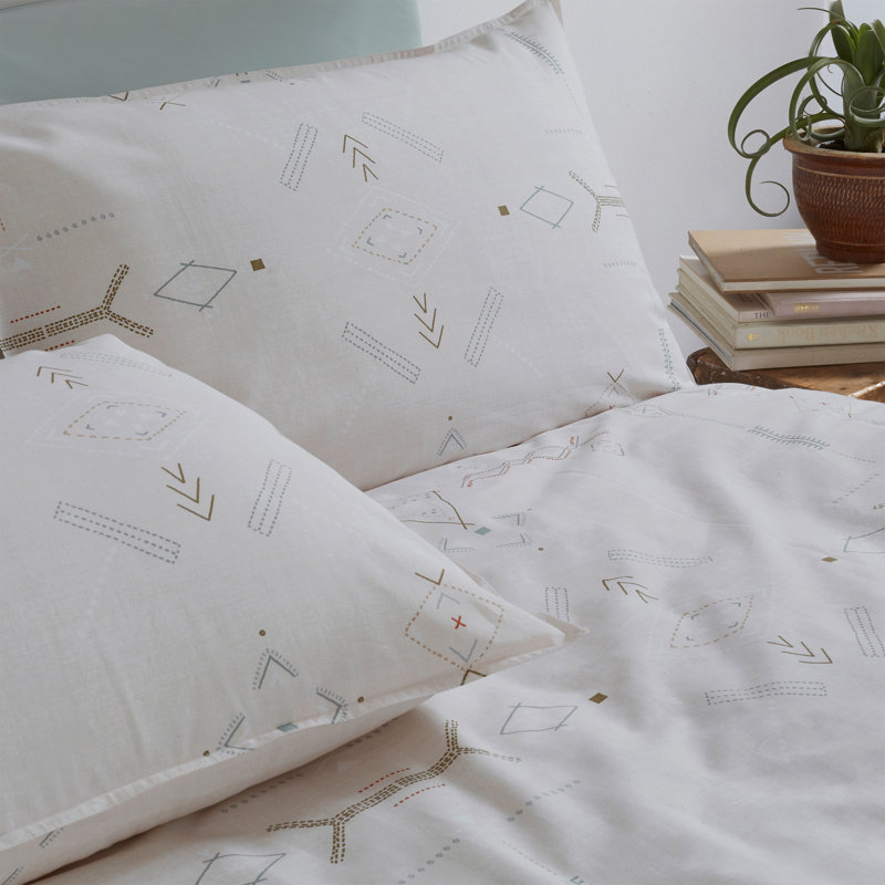 Koss Cotton Geometric Shapes Duvet Cover Set with Pillowcases, Single Duvet Cover + 1 Standard Pillowcase