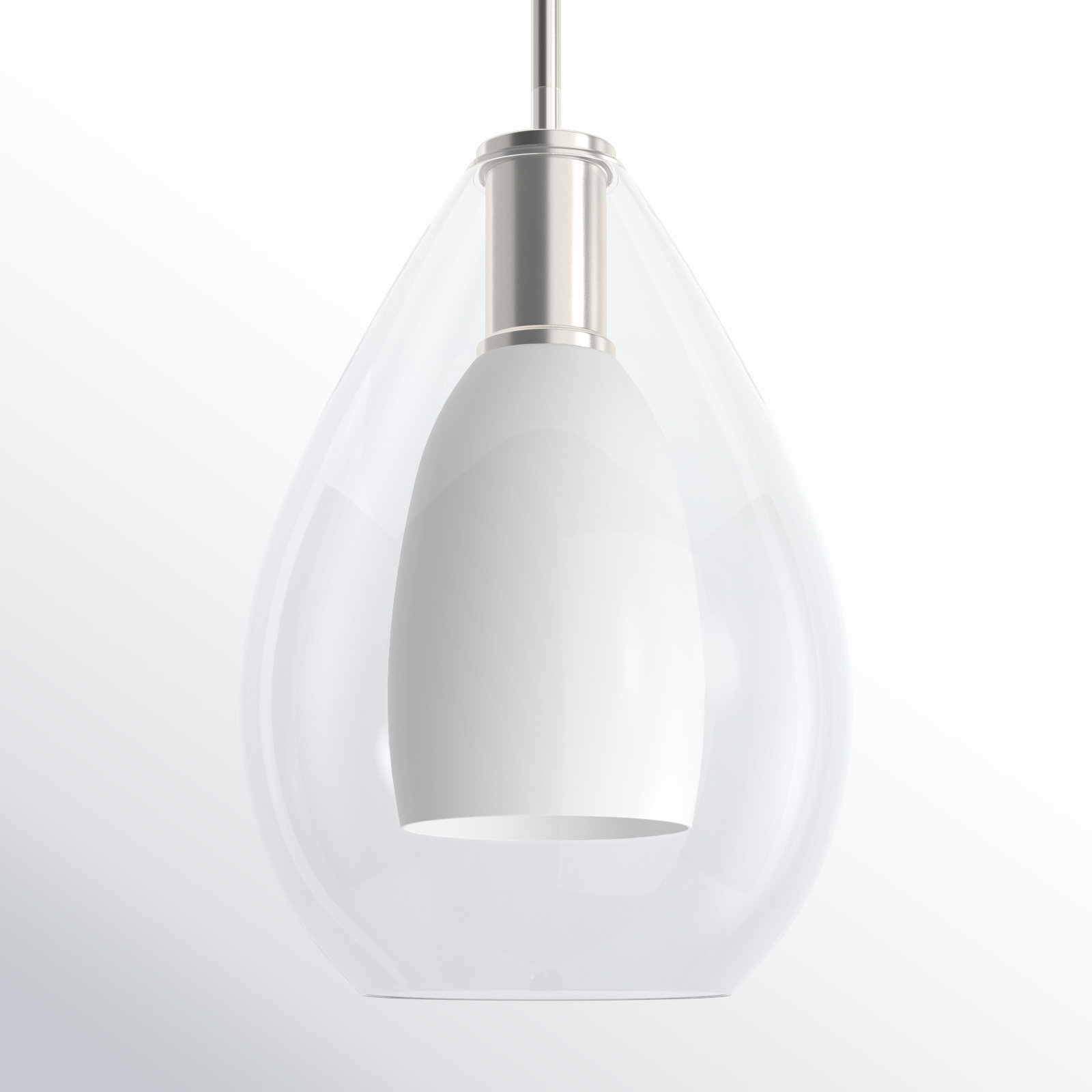 Eldine Single Light Glass Dimmable Pendant, Brushed Nickel, 14.25" H x 9.87" W x 9.87" D