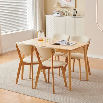 5-piece Wood Dining Table Set, Farmhouse Kitchen Table Chairs Set Of 4, 100% Natural Solid Wood Material, Fsc-certified