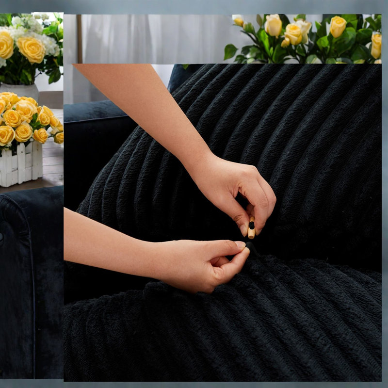 Chaises d'appoint modernes, chaise longue en velours côtelé noir 53 pouces pour la maison