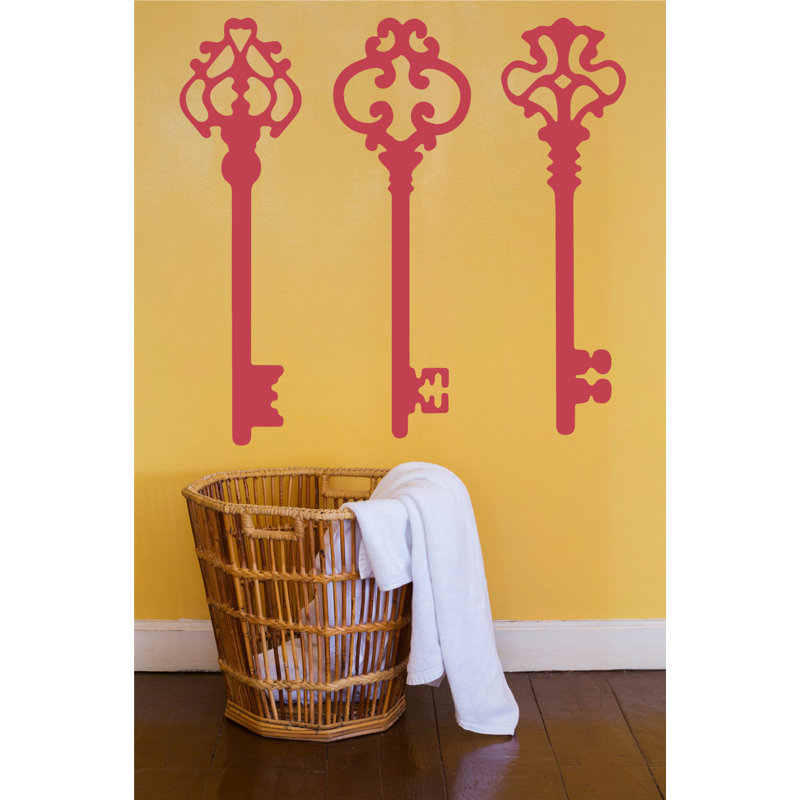 Décalcomanie murale clés squelettes, H 45 po x l 46 po x P 0,01 po, Rouge Dahlia
