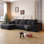Canapé modulaire 107 po avec méridienne en L 107 po, canapé modulaire moderne avec assise profonde, canapé rembourré pour le salon et la chambre à coucher, aucun assemblage requis