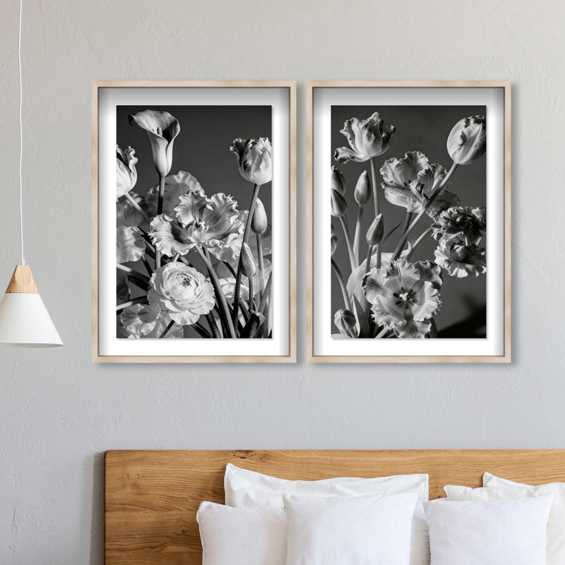 Botanique Noir Set Set by Oliver Gal, 37" H x 25" W, Natural Oak Shadowbox