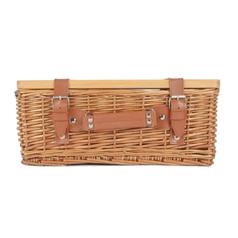 Antique Wash Empty Picnic Basket with Pinewood Lid, 15 cm H x 36 cm W x 25 cm D, Brown