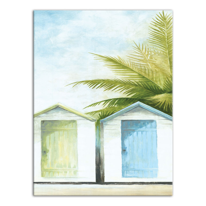Toile flottante encadrée "Beach Huts", H 16 po x l 12 po x P 1,25 po, Toile tendue