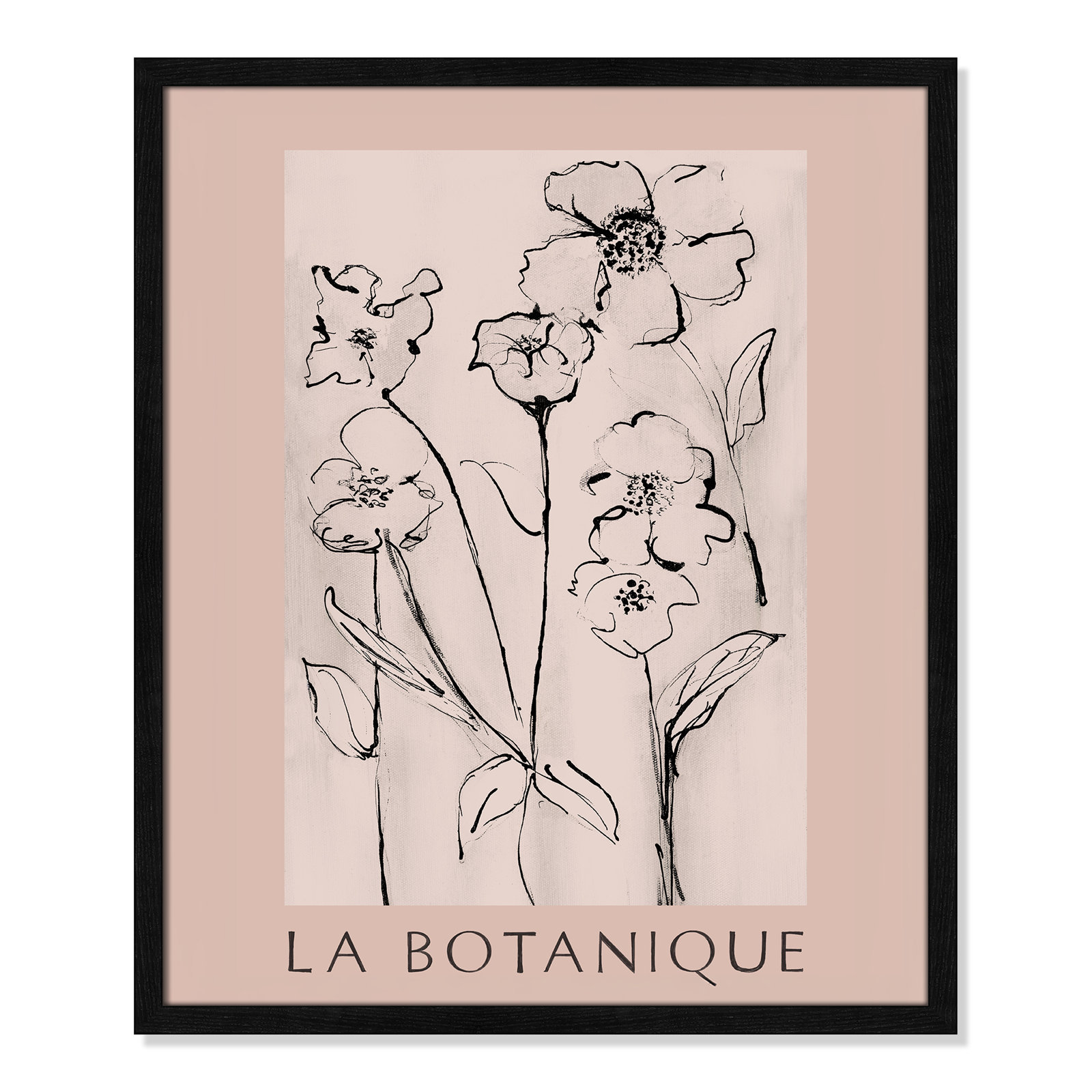 Riya "La Botanique" Print by Susan Jill, Black Single Picture Frame, No, 25.5" H x 21.5" W x 0.75" D
