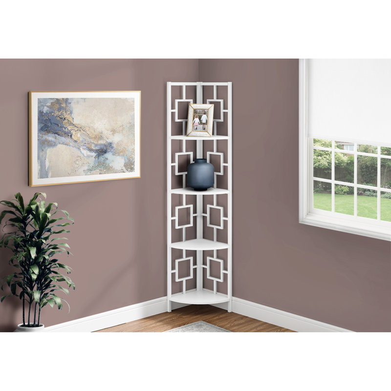 Bibliothèque moderne en métal blanc à 4 niveaux - Beauté de chambre à coucher et de bureau