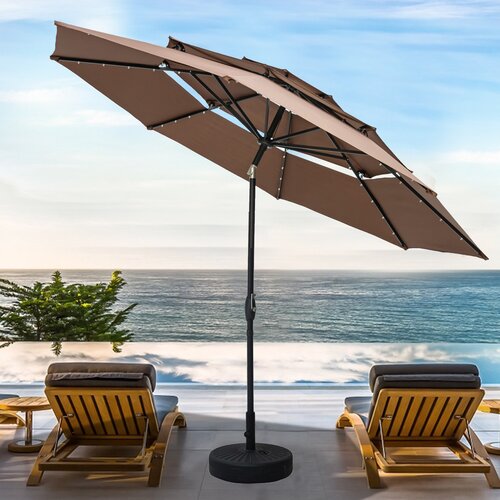 Arlmont & Co. Lohmann 120'' Lighted Market Umbrella & Reviews | Wayfair