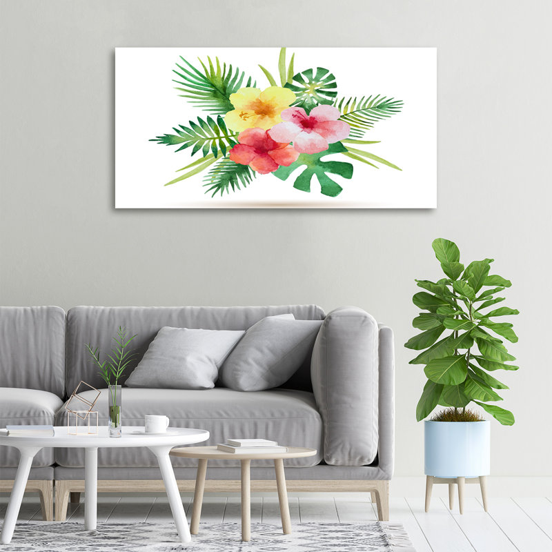 Hawaiian Flowers - Unframed Art Prints on Glass, Canvas, 50cm H x 100cm W x 2cm D