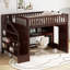 Lit mezzanine simple avec bureau mobile, tablette de rangement et escalier - Lit superposé en bois pour enfants, espresso-494427495-494427514