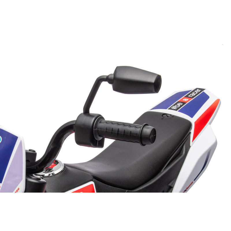 12V White Aprilia Kids Ride-On Motorcycle with Training Wheels