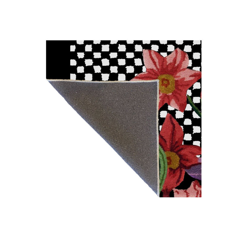 Tapis décoratif multicolore à motif floral multicolore à motif damier, Sous-tapis rectangulaire 5 pi 1 po x 7 pi 7 po inc