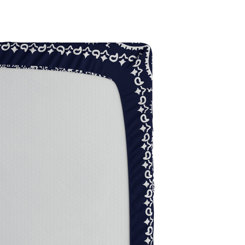 Microfiber Paisley Fitted Sheet, Navy Paisley, Queen Fitted Sheet