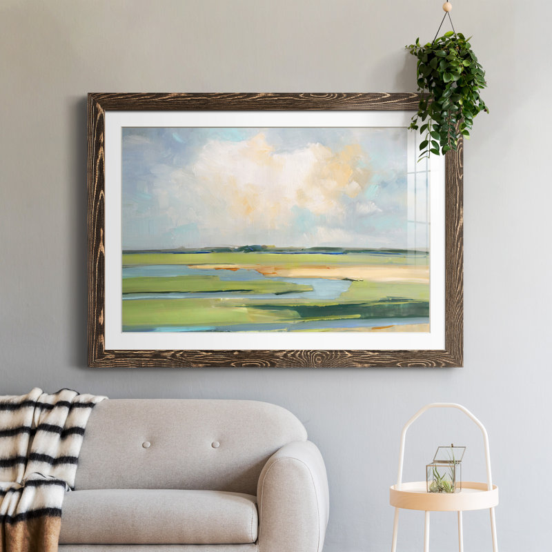 Pastel Horizon II - peinture encadrée, Encadré de bois de noyer, H 31,5 po x l 23,5 po x P 1,5 po