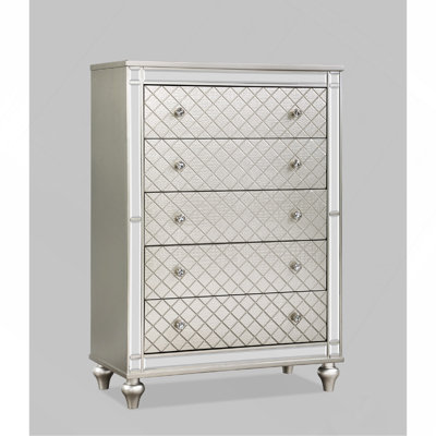 Commode de chambre à coucher 1 tiroir 5 pièces Glam