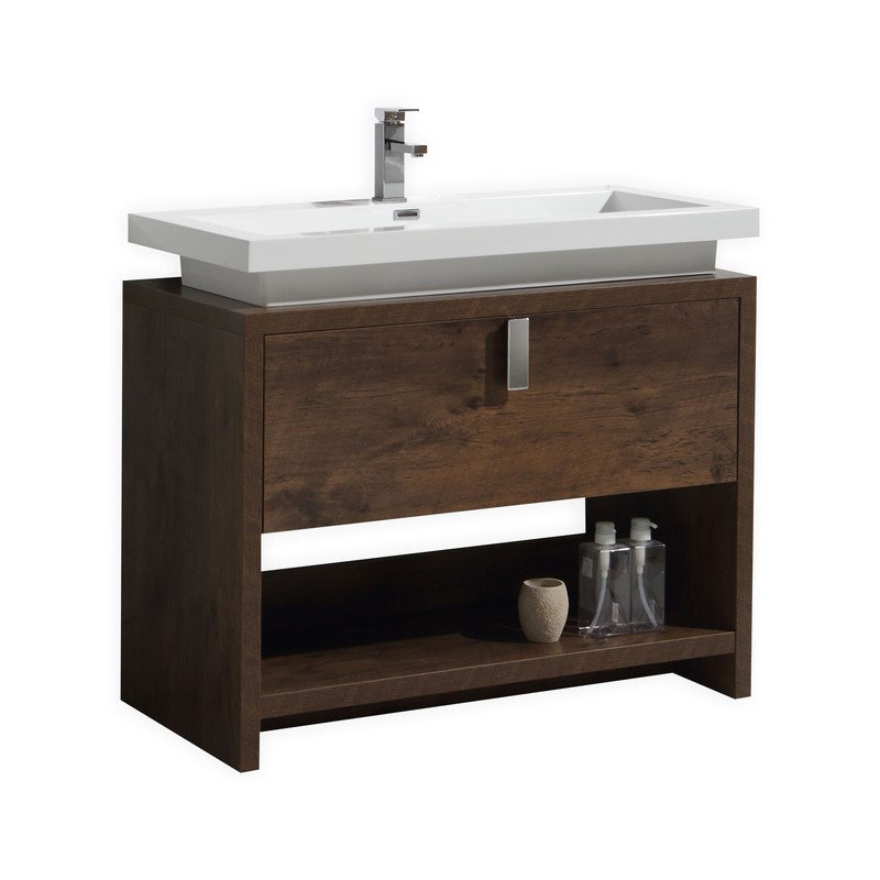 Ensemble de meuble-lavabo simple 40 po Ovando, Bois de rose