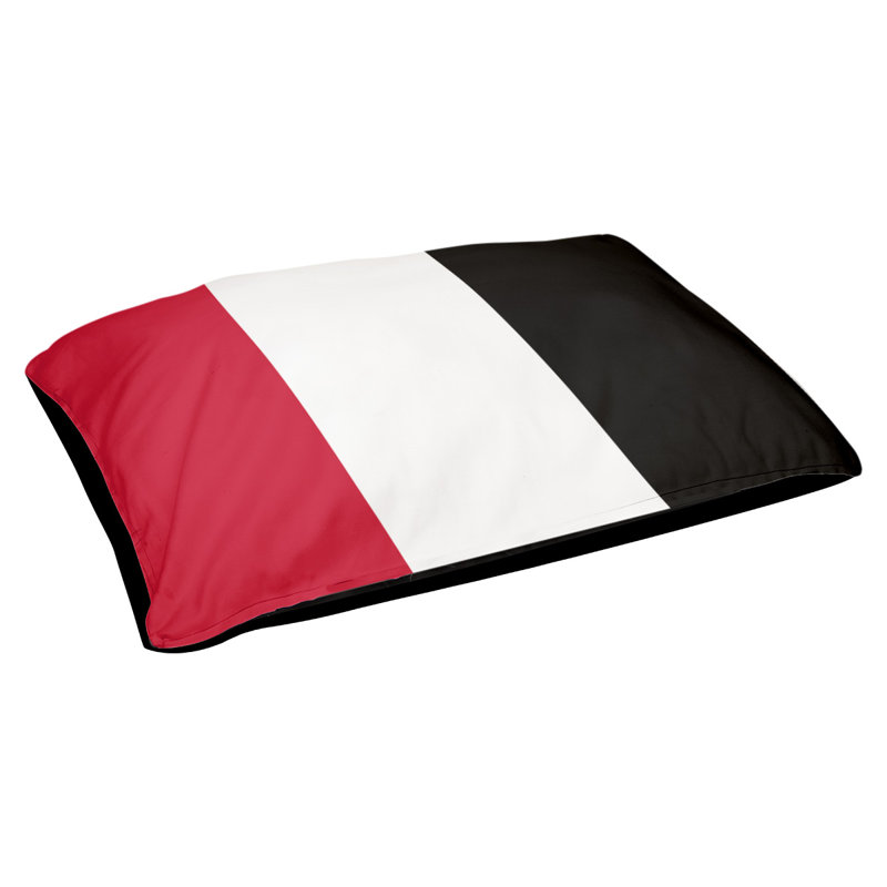 Coussin rectangulaire designer Tampa Bay, Moyen (L 30 po x l 40 po), Rouge / blanc / noir