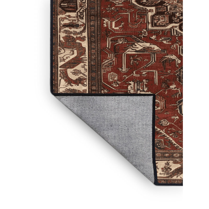 Machine Washable Persian Brown Area Rug, Round 7'