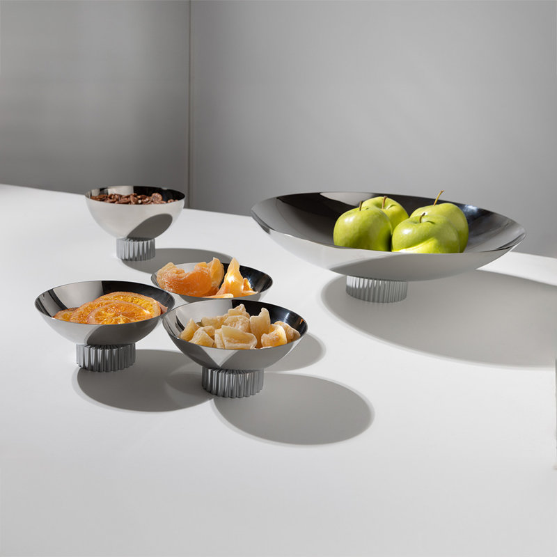 Striations Stainless Steel Fruit Bowl, Gold