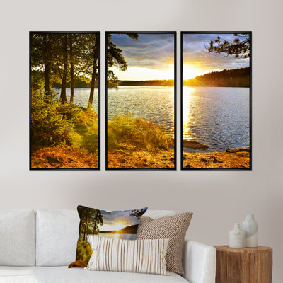 «Beautiful Winter Panorama - Landscape», ensemble de 3 toiles encadrées