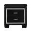 Wood Nightstand With Black Finish And Faux Alligator Features For Luxurious Bedroom Front, 2 Drawer Trays Organization-130715953