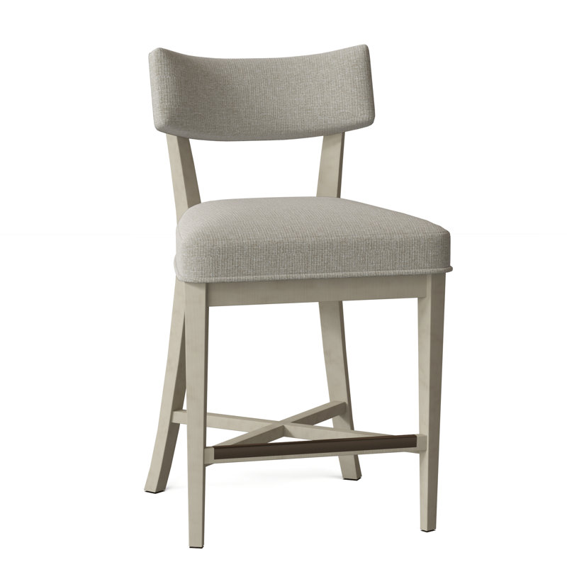 Juliet Upholstered Stool with Solid Wood Frame, Linen (3152 72), Walnut, Counter Stool (25.5" Seat Height)