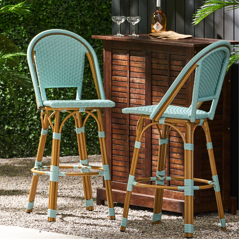 Ensemble de conversation d'extérieur 29,5 po, bleu sarcelle, rouille, pour barbecue, 29,5 po, finition et aluminium, ensemble de conversation de jardin