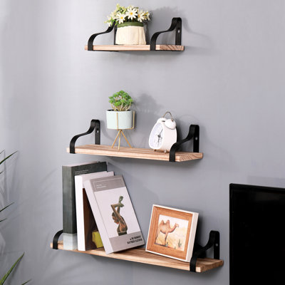 De 3 tablettes flottantes en bois naturel - Rendez votre maison plus invitante avec la décoration murale de la chambre à coucher, du salon, de la cuisine et de la salle de bain