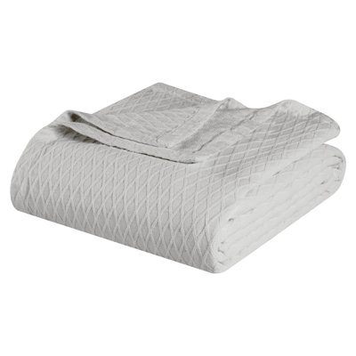 Diamond Weave 100% Cotton Breathable All-Season Throw Blanket