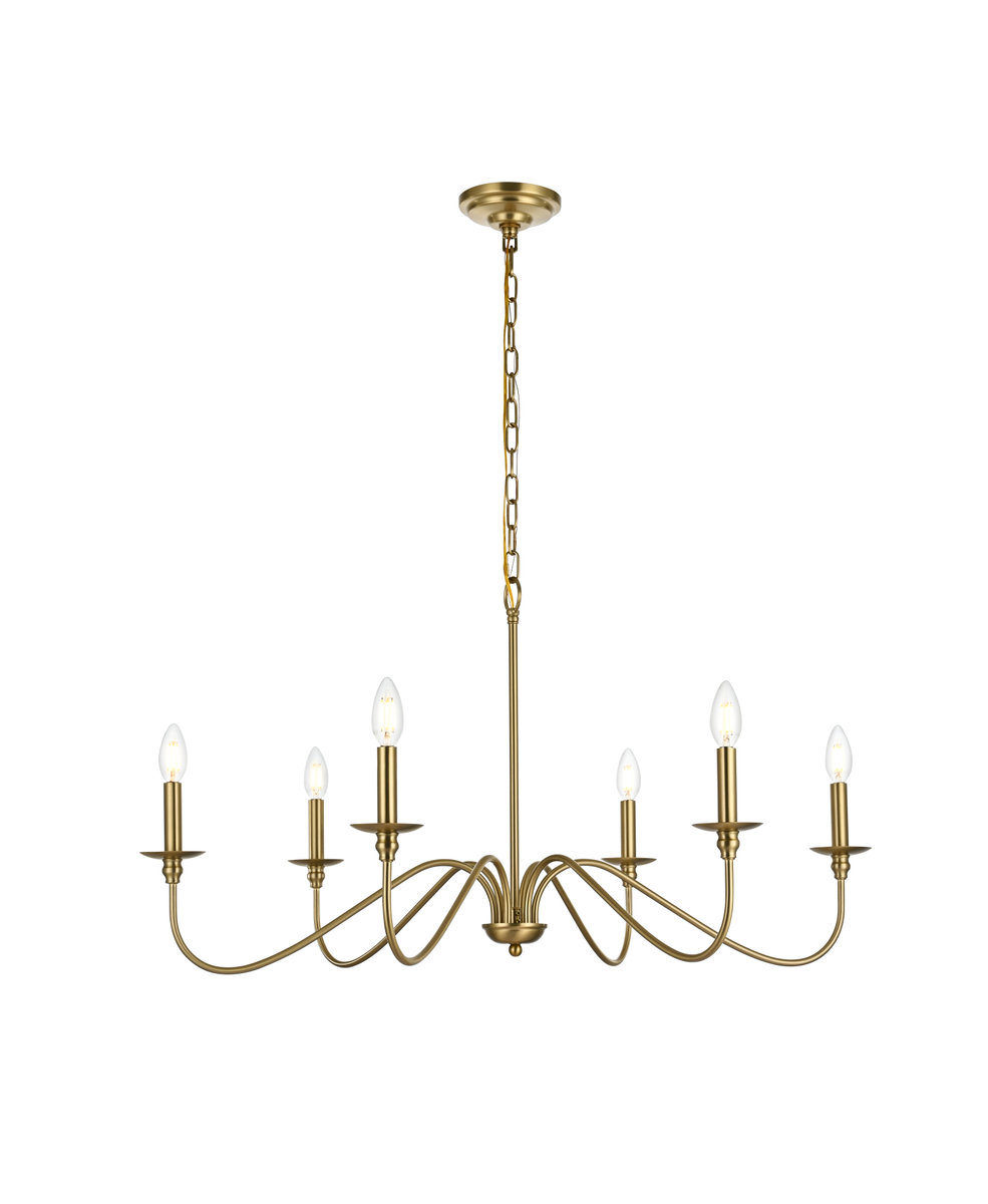 Birch Lane 6-Light Dimmable Chandelier, Satin Gold, 19\, image size:985x1200