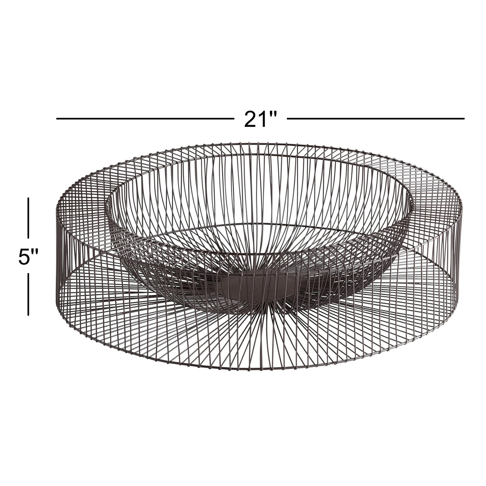 Wire Wheel Decorative Basket, 5" H x 21" W x 21" D