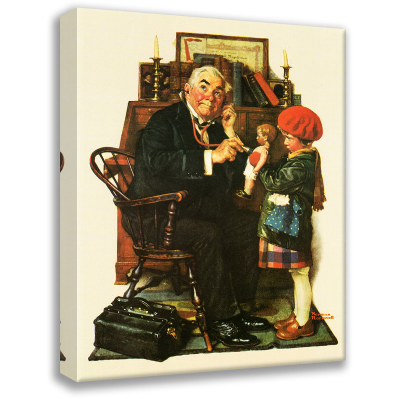 «Doctor and Doll» par Norman Rockwell, toile tendue avec châssis, H 24 po x l 17 po