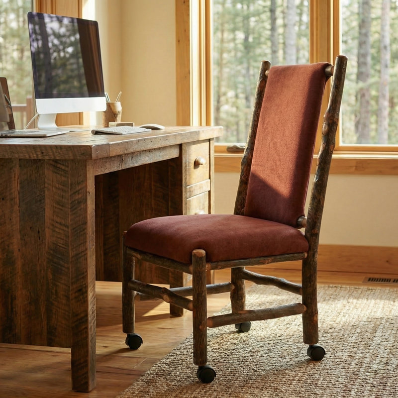 Fauteuil président Hickory Log - dossier et siège rembourrés - sur roulettes
