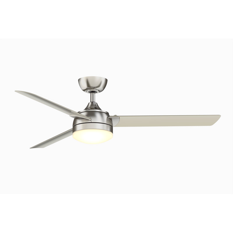 Xeno Damp 56 inch Indoor/Outdoor Ceiling Fan with LED Light Kit - Brushed Nickel with Brushed Nickel blades